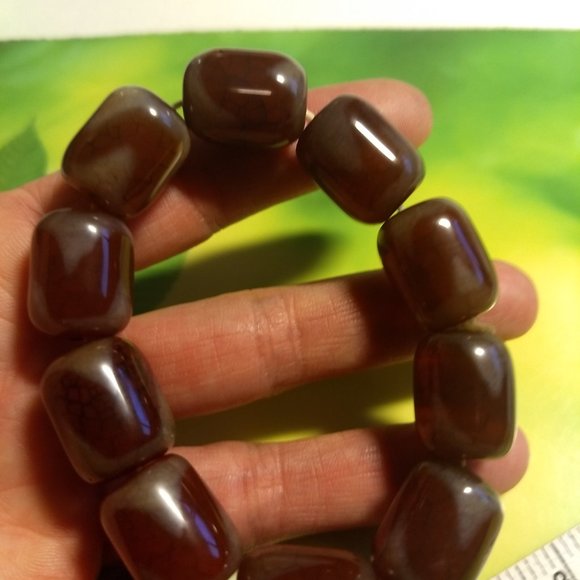 RARE Vintage y2k Tibetan Dzi 'sky bead' stretchy bracelet NWOT - Picture 3 of 6